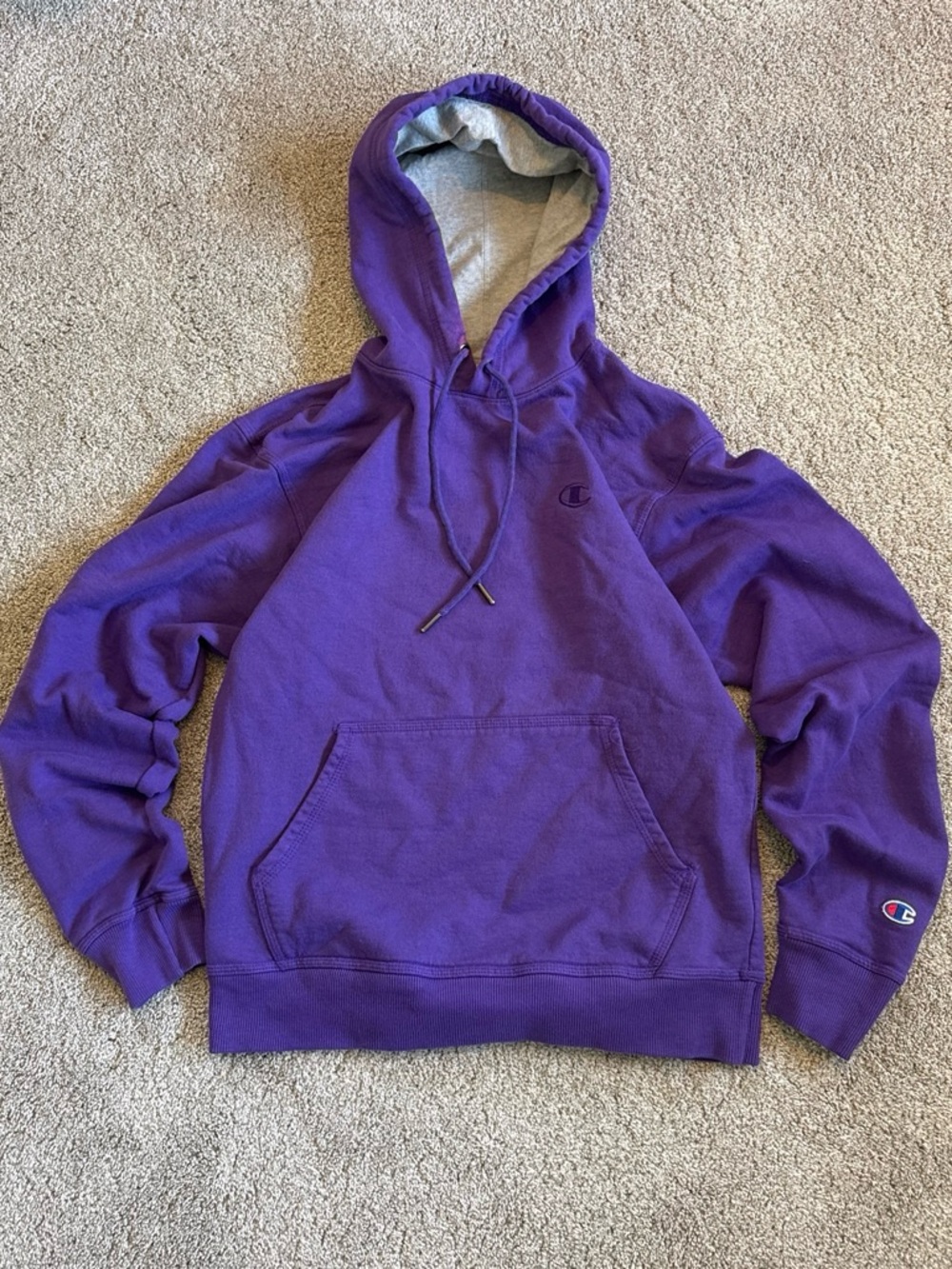 Champion Purple Hoodie with Grey Hood Lining